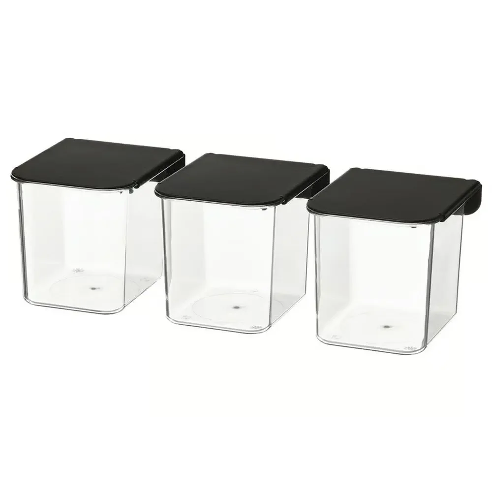 IKEA SKÅDIS 6 Pack Storage Container w/Lid Transparent Black – NEW